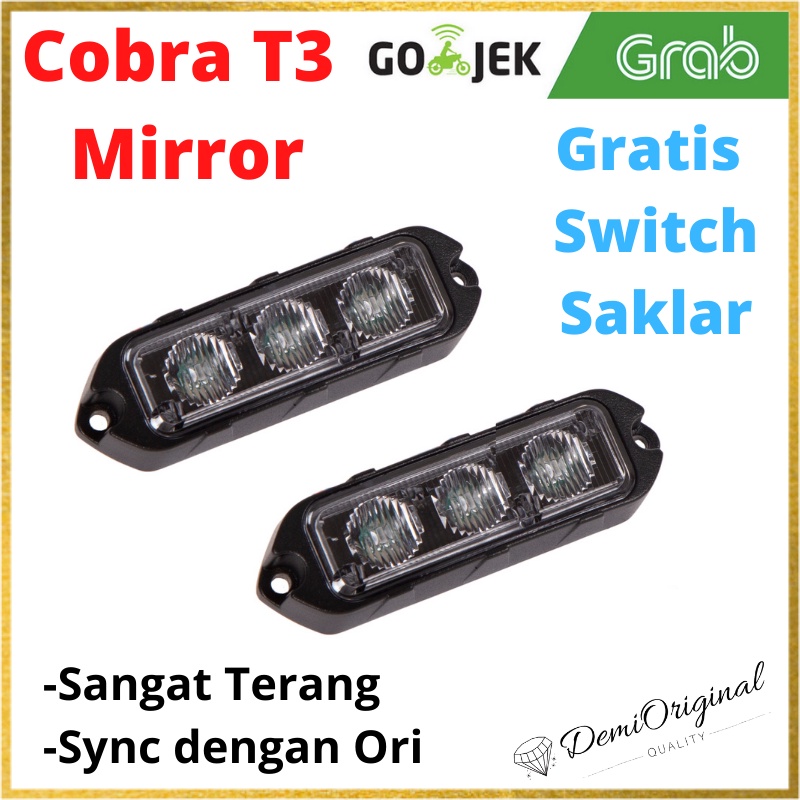 Cobra T3 Mirror Sangat Terang Sync Dengan Original Free Switch Saklar