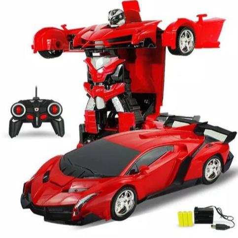 MAINAN MOBIL ROBOT DEFORMATION POLICE CAR MOBIL POLISI - RED CAR