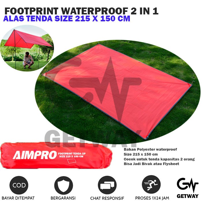 Footprint / alas tenda Aimpro 215cm X 150cm - 215cm X 215cm tenda 2 orang dan 4 orang
