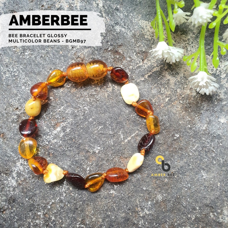 TERMURAH Gelang Amber Baltic Balita &amp; Anak Matte Multicolor Bean BMMB97 By Amber Bee