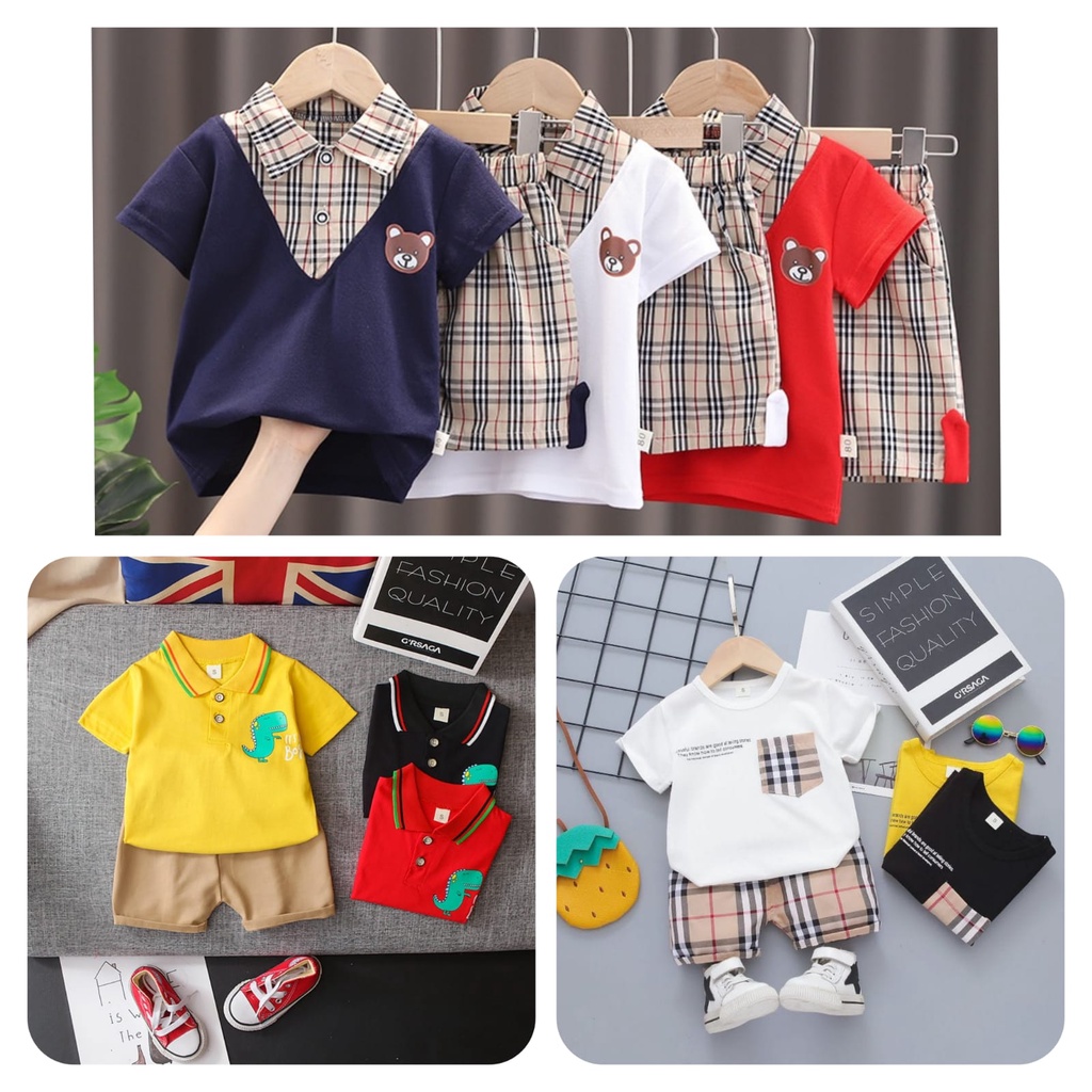 0-4TH SETELAN POLO ANAK LAKI-LAKI / SETELAN KAOS CELANA ANAK  BAYI LAKI-LAKI IMPORT