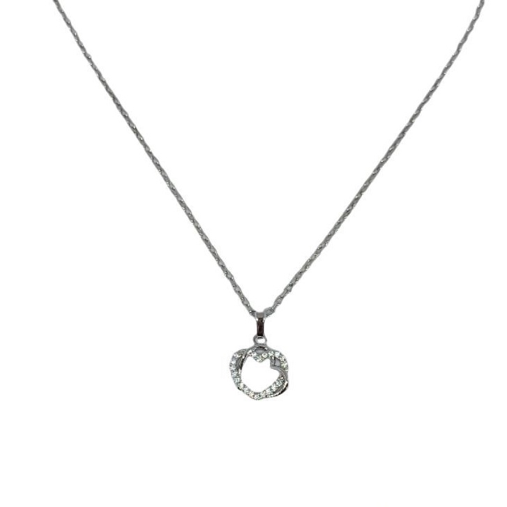 Kalung Yaxiya Zircon Love Silver K02134