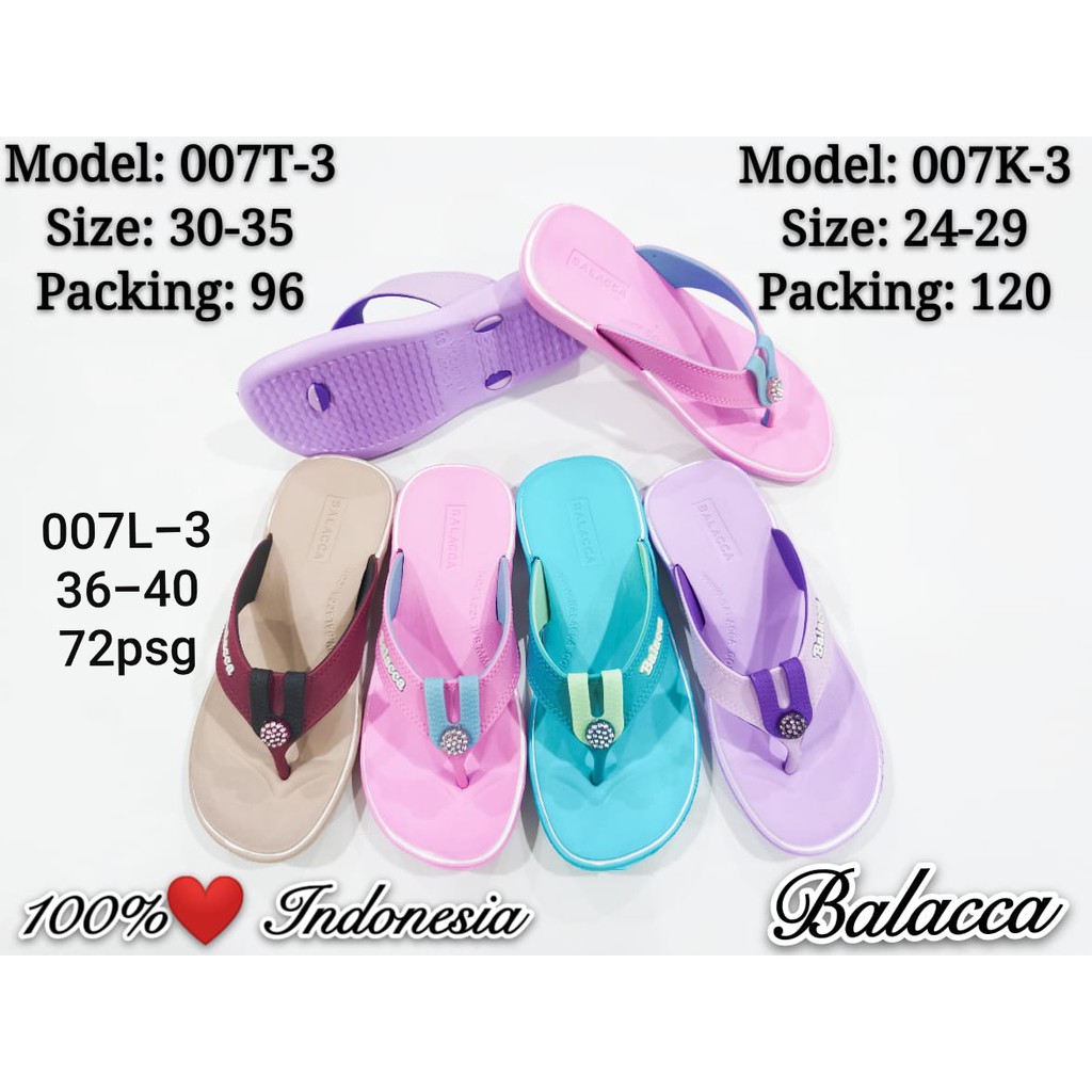 Sandal Japit perempuan permata Balacca (007-L) / sendal jepit perempuan ukuran 30-40