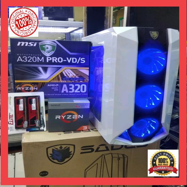 Termurah PC GAMING RYZEN 5 2400G SSD 120GB PSU HEXA 500 WATT