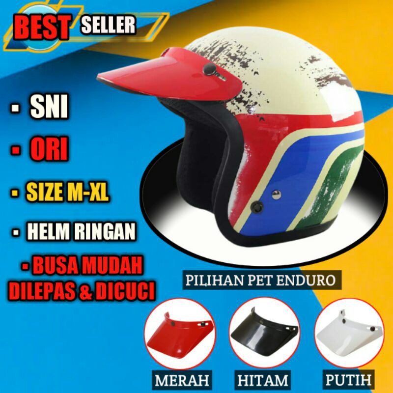 Helm Half Face Bogo Dewasa Free Pet Topi Helem Hlem Motor Retro Yamaha  Sni Ori Murah Tayeng Krem