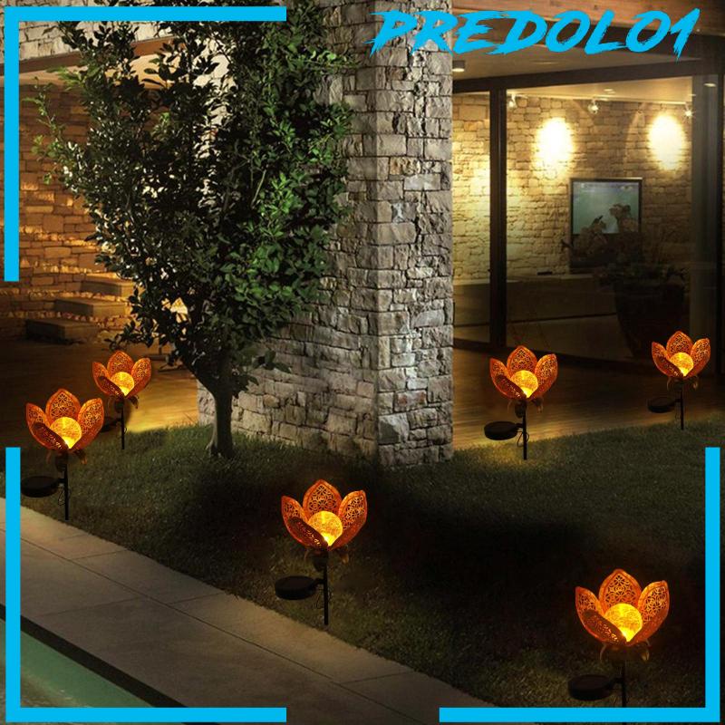 [PREDOLO1] LED Solar Lotus Garden Lights Landscape Lamp Plug-in for Outdoor Pathway