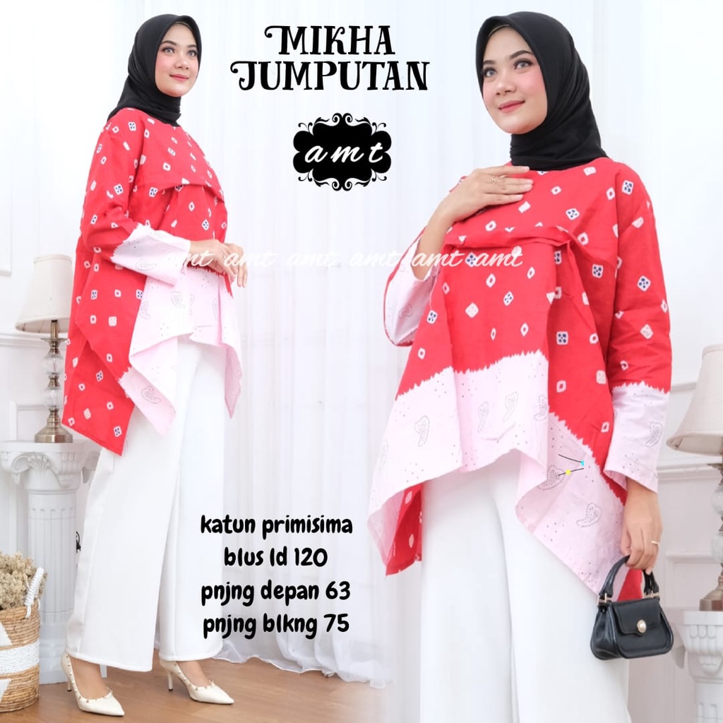 Blouse Batik Katun Jumput by Butik Batik Solo kode BLOUSE BATIK MIKHA JUMPUTAN