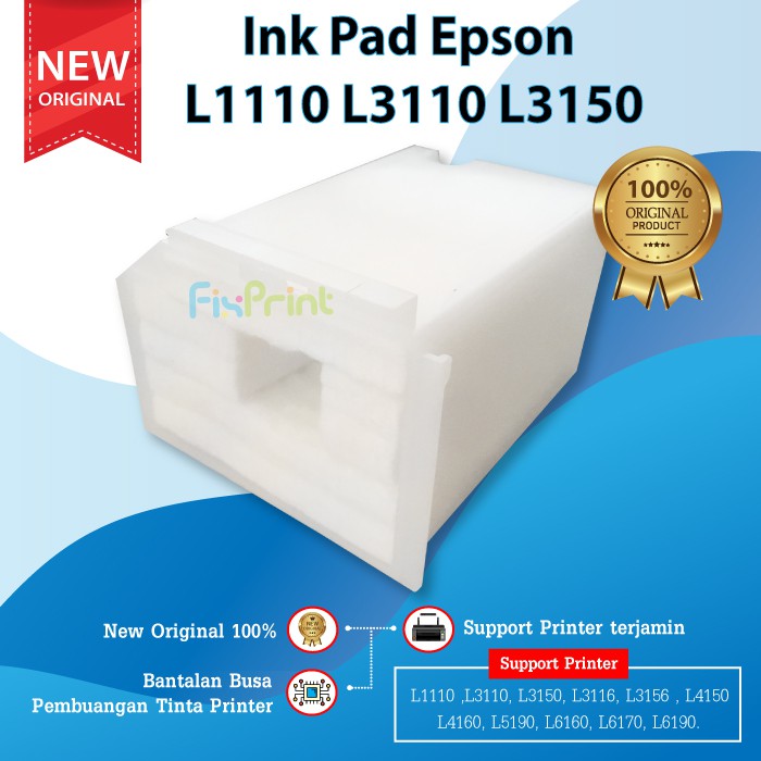 Ink Pad Printer Busa Pembuangan Maintenance Box Epson L1110 L1210 L1250 L1256 L3100 L3101 L3110 L3210 L3116 L3150 L3156 L3250 L3256 L5190 L5290 L5296