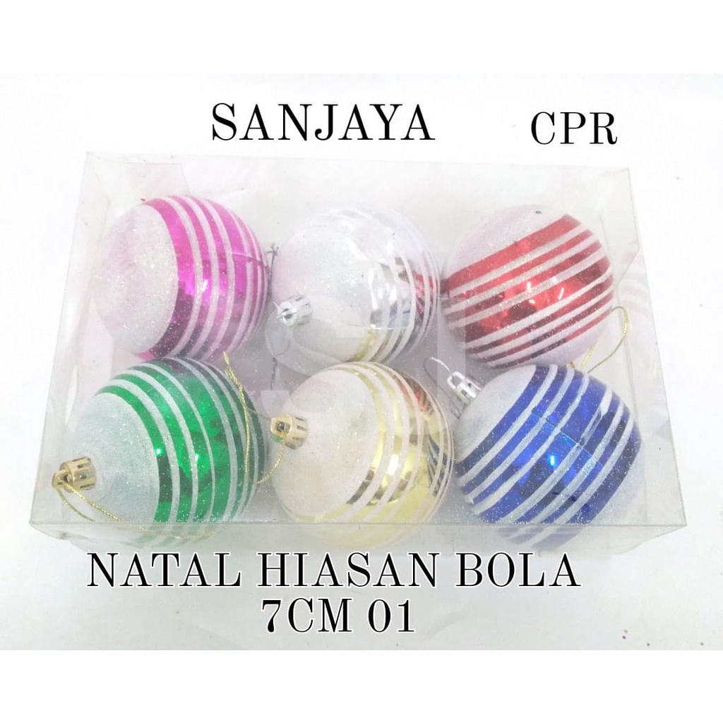 [1 Bks] Ornamen Hiasan Bola Pohon Natal / Aksesoris Bola Natal Gantungan Pohon Natal / Natal Hiasan Bola 7Cm 01 Cpr