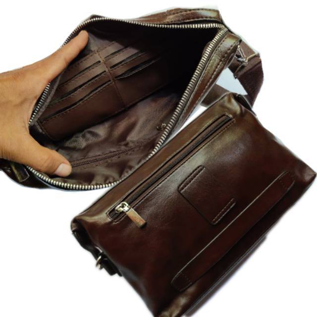 Dompet hand bag clutch branded cowok cewek plus selempang