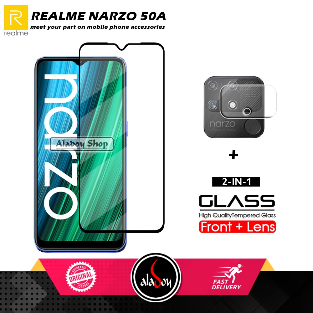 PAKET 2 IN 1 Tempered Glass Layar Realme Narzo 50A 2021 + Tempered Glass Camera