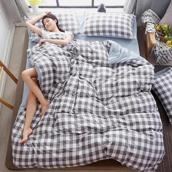 Sprei Katun Jaxine Grey Square
