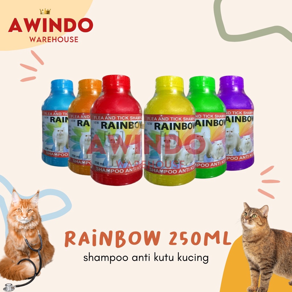 RAINBOW 250ML - Shampo Anti Kutu Kucing Cat Kitten Flea Tick Shampoo