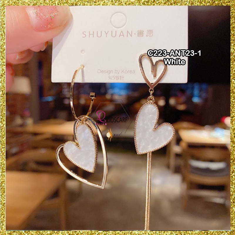 ANTING WANITA KOREA LOVE ANTING TUSUK TITANIUM ANTI KARAT ANTING GANTUNG PANJANG LOVE ANT24