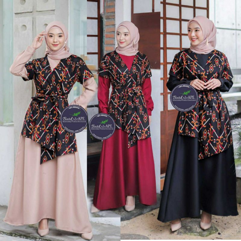 COUPLE BATIK MODIS STYLISH KOMBINASI MODERN KAISHA JESNA GOWN