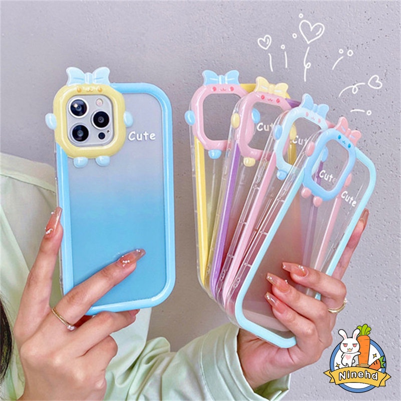 Soft Case Pelindung Lensa Monster Kecil Warna Permen Tahan Banting Anti Gores Bumper Untuk iPhone 14 13 12 11 Pro Max X Xr Xs Max 7 8 6 6s Plus SE 2020