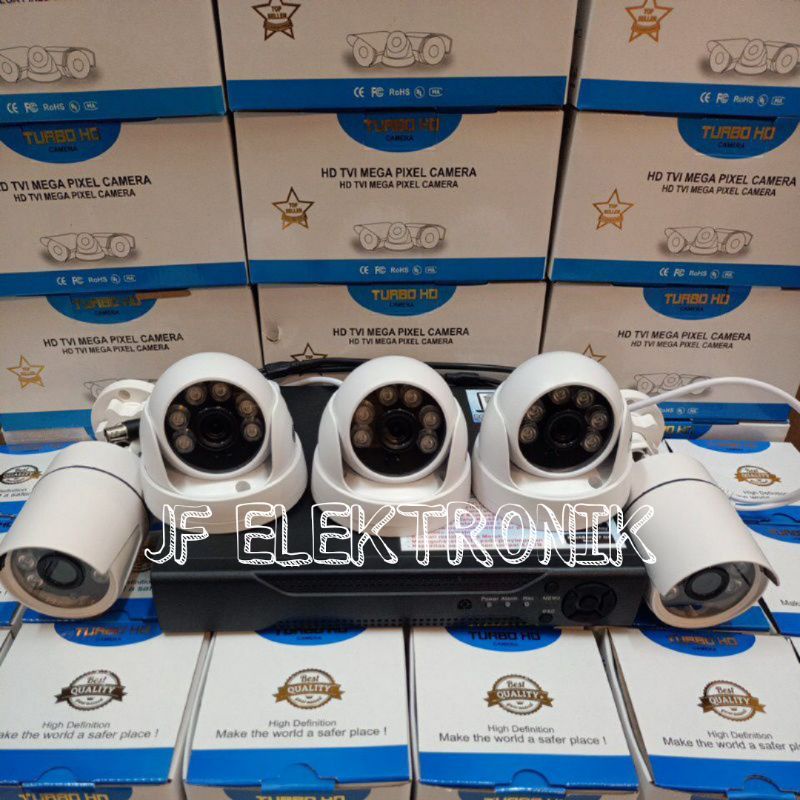 Paket Cctv 8ch Ahd 5mp 1080p 5 kamera komplit nb