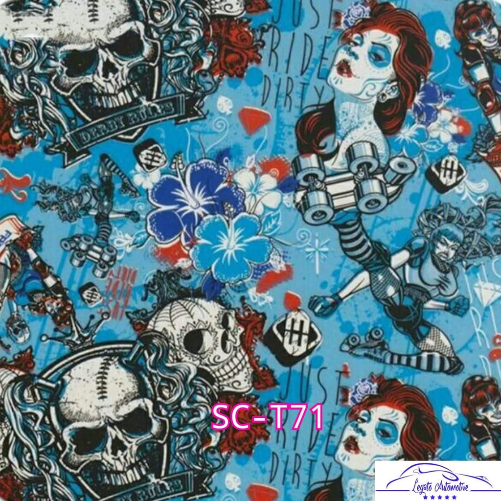 READY SC-T71 Film Water Transfer Printing WTP Hydrographics Carbon Celup Murah Motif Tengkorak Bukan