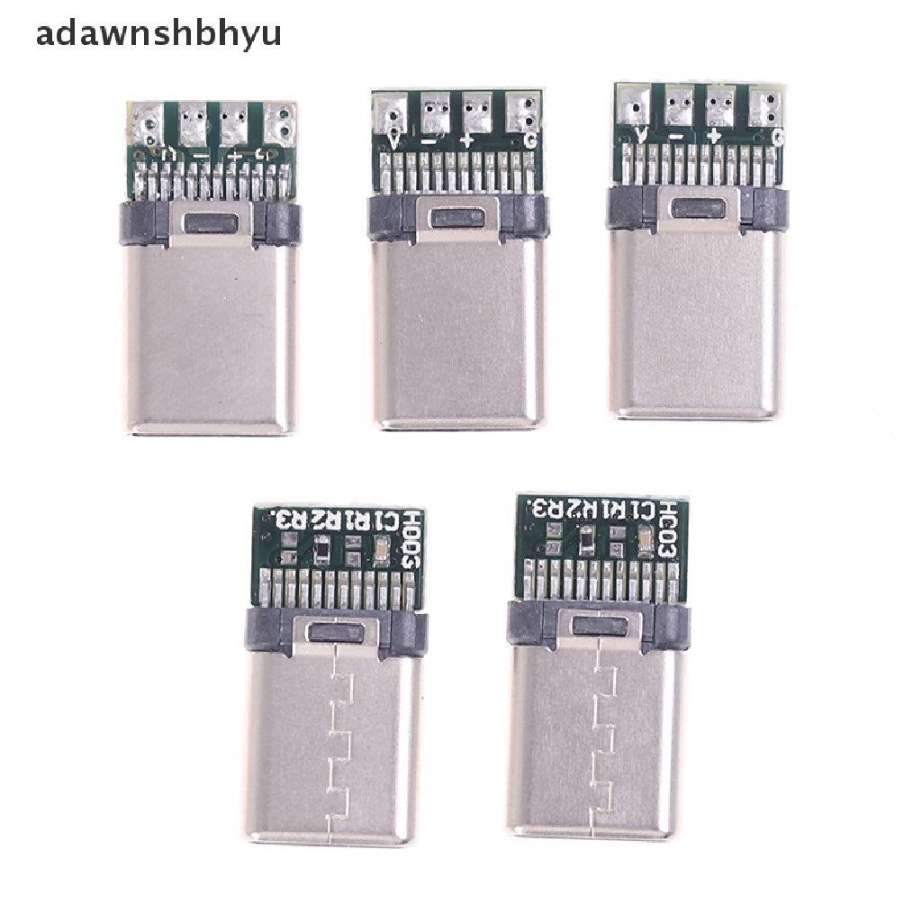 Adawnshbhyu 5/10Pcs USB 3.1 Type C Male DIY Solder Kabel Plug Konektor Soket Papan PC