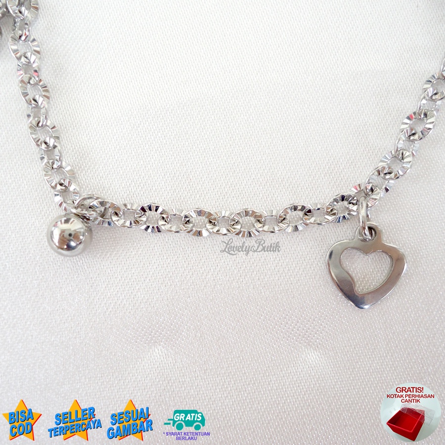 Lovelybutik - Gelang Anak Perempuan Titanium Asli Anti Karat - Gelang Tangan Anak Cewek Lucu Lov3 Bonus Kotak Perhiasan