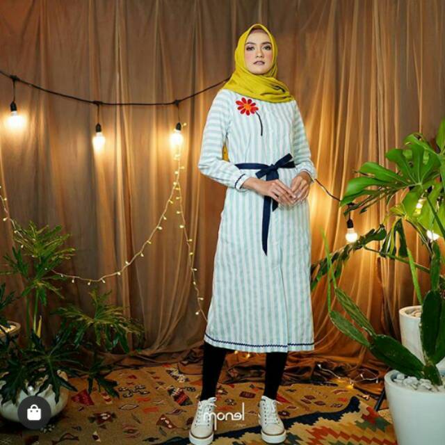 Flower stripe midi monel / flower stripe midi / monel / midi dress / dress monel / tunik monel