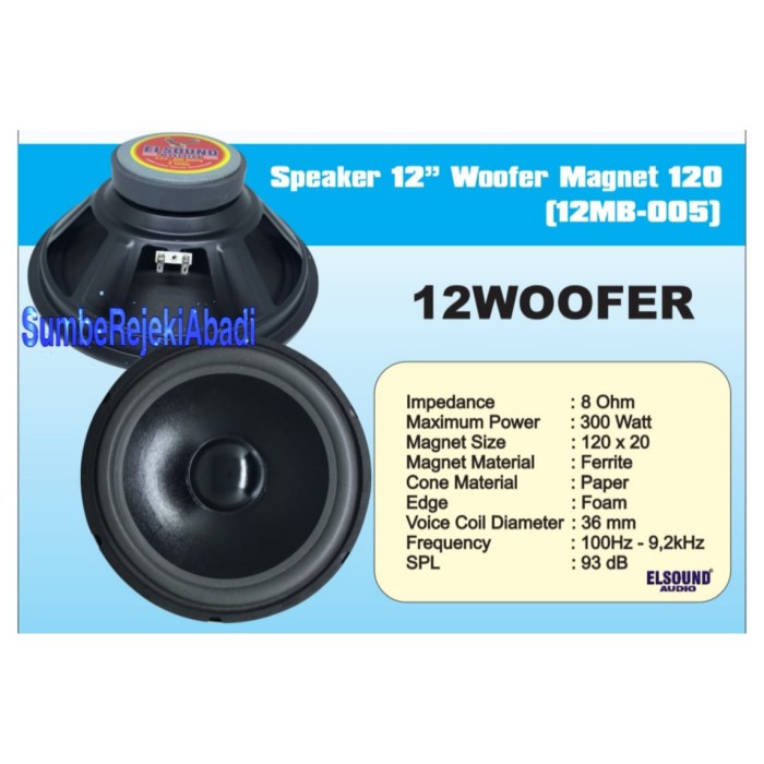 SPEAKER ELSOUND WOOFER 12 INCH 12 MB 300 WATT HITAM