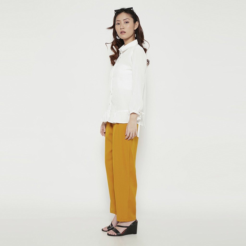 IE.DEMODE Suave Atasan Kemeja Wanita Daily Shirt Lengan Panjang Polos Putih-1