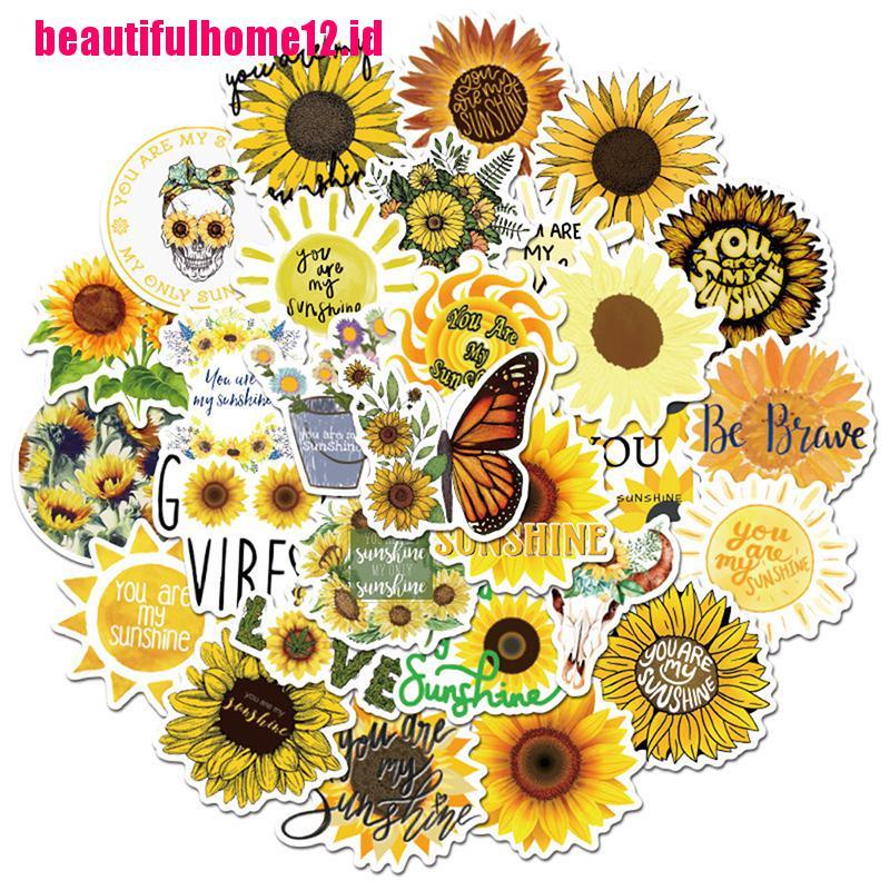 【beautifulhome12.id】50PCS Sunflower You Are my Sunshine Stickers Skateboard Guitar Laptop Motorcycle