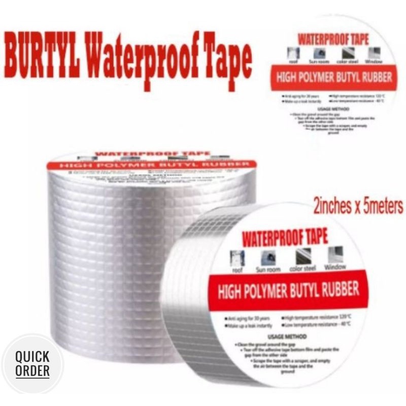 Lakban Aluminum Foil Butyl Waterproof Anti Kebocoran Air Bocor Talang Pipa Kaca Aquarium Tape Isolas