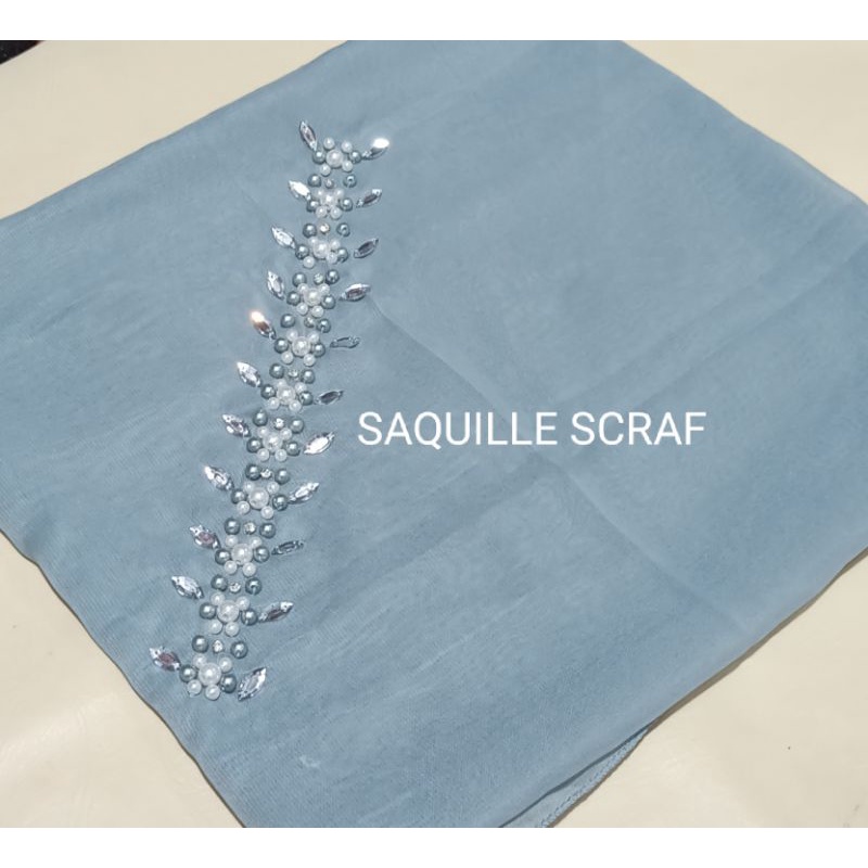 segiempat bella square payet mutiara permata/jilbab segiempat bella square bando payet/hijab bella-MISTY GREY