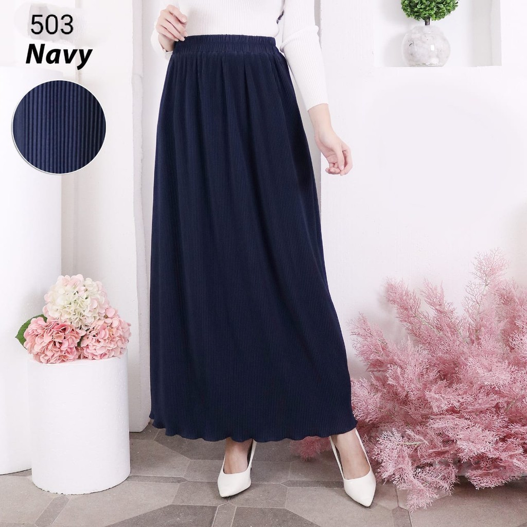 ROK PLISKET MURAH 503 LUVALINE ROK PLISKET PANJANG PLEATED SKIRT FLARE SKIRT MAYUNG FLOWY REMPEL