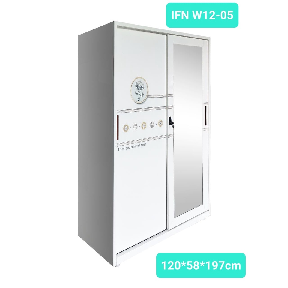 Lemari Pakaian Besi / Lemari Baju 2 Pintu Sliding KRS W12-05 (Medan)