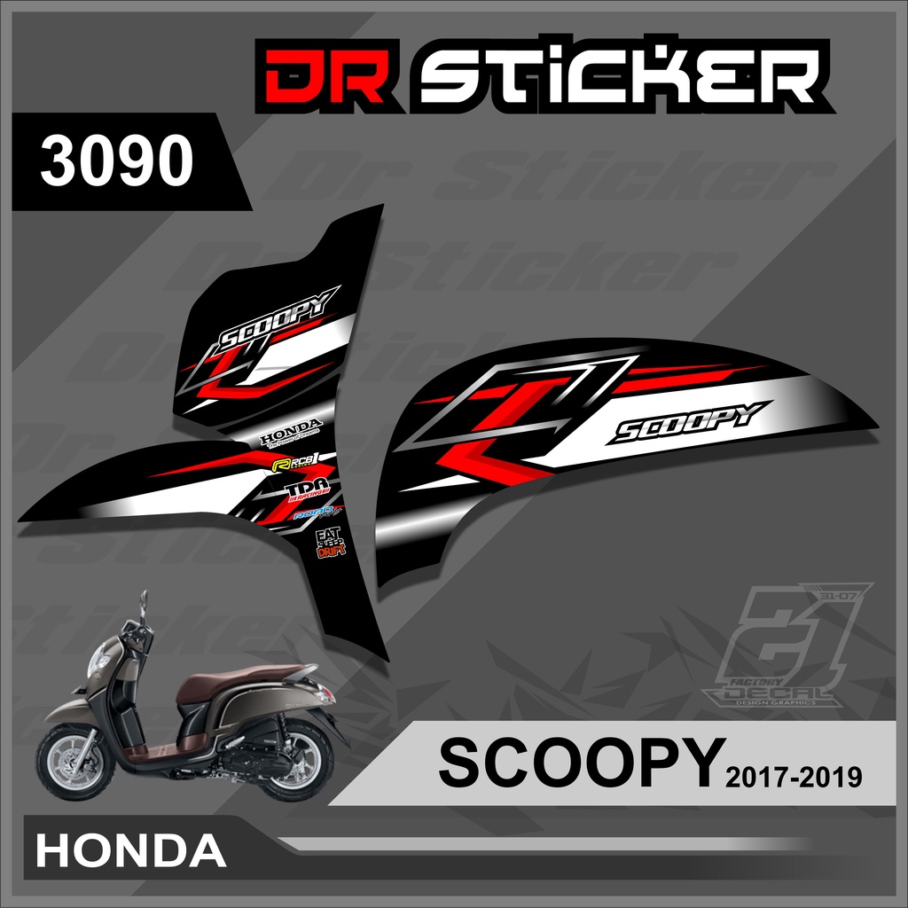 3090 STRIPING MOTOR HONDA SCOOPY FI 2017-2019 STIKER MOTIF RACING DECAL KEREN