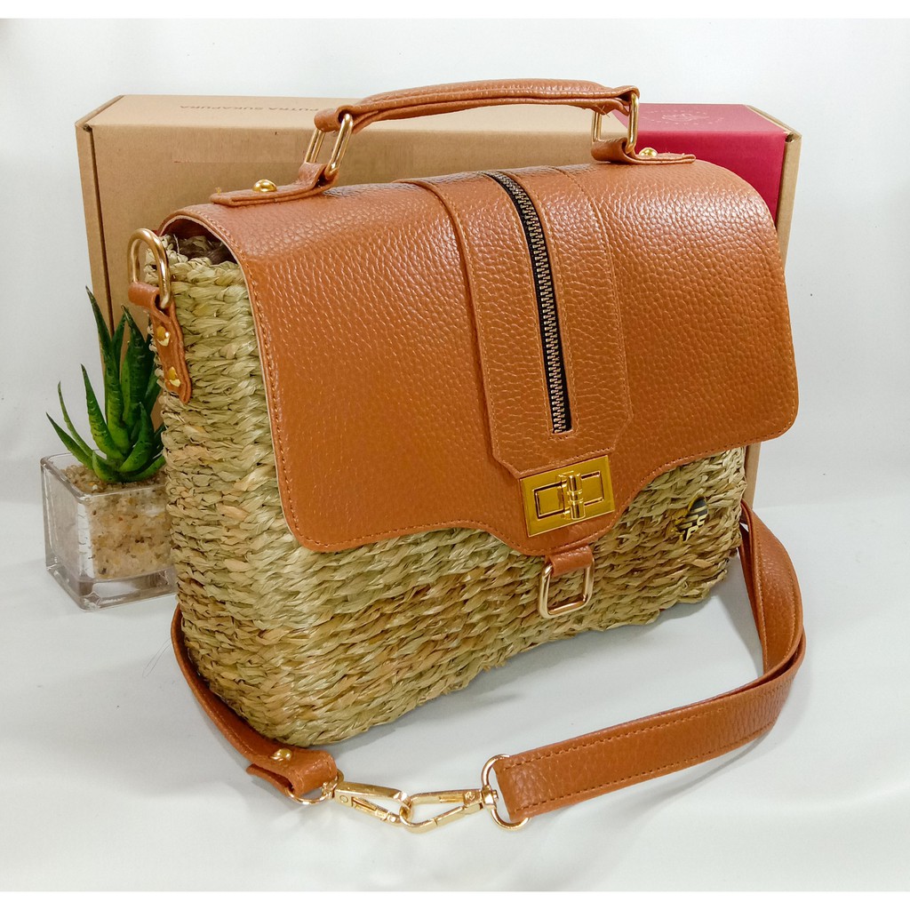 RJ CRAFT - Tas Anyaman Mendong Tas Etnik Modern Tas Sling Bag Trendy Tas Handmade