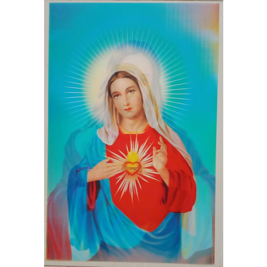 Poster Gambar 3D / 3 Dimensi Yesus dan Bunda Maria 40x60cm