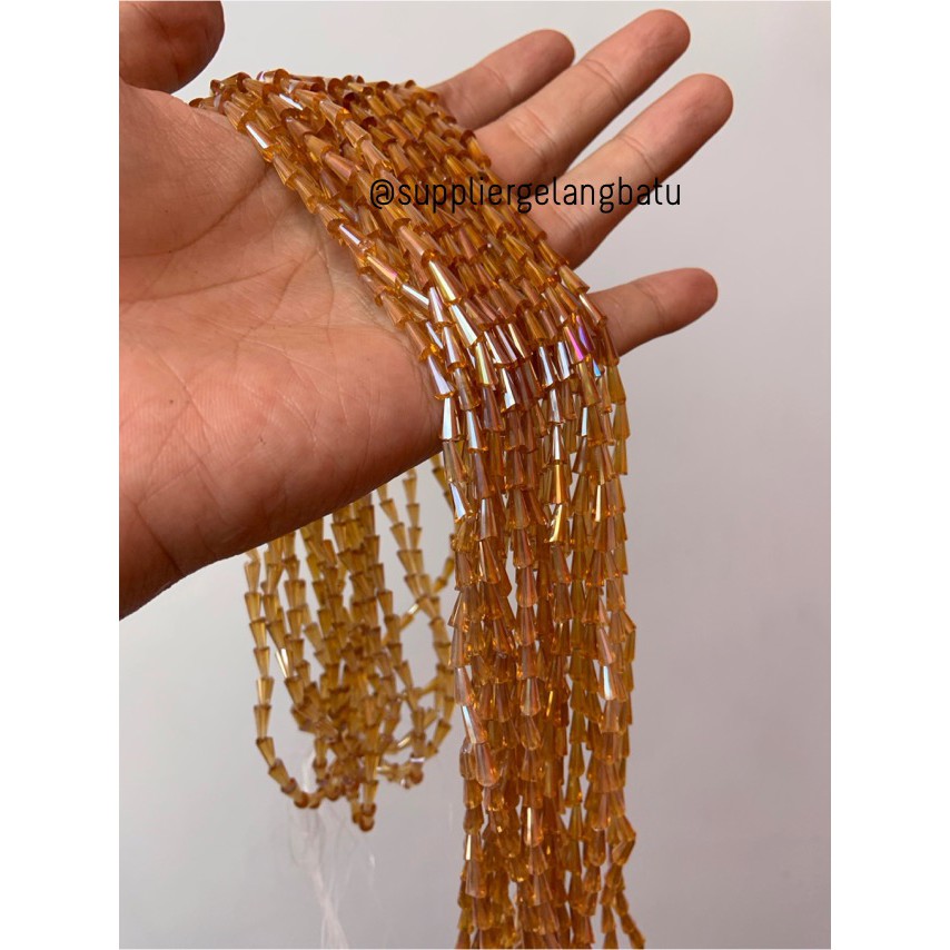 kristal terompet 8 x 4mm yellow champagne crystal kuning ab PAGODA