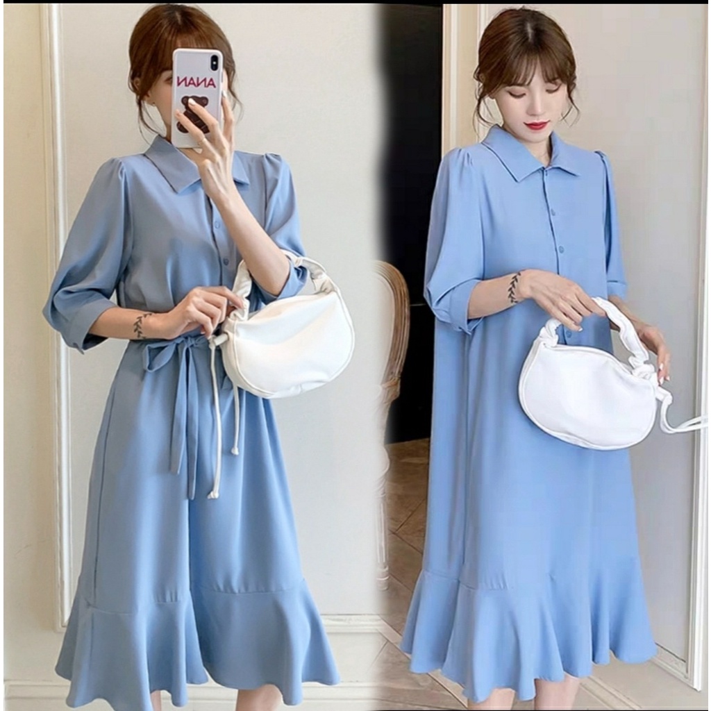 [MCFK] Dress Wanita Casual / Longdress / Baju Dress Wanita Modern / Dress Korea / Fashion Wanita / Dress Alfi