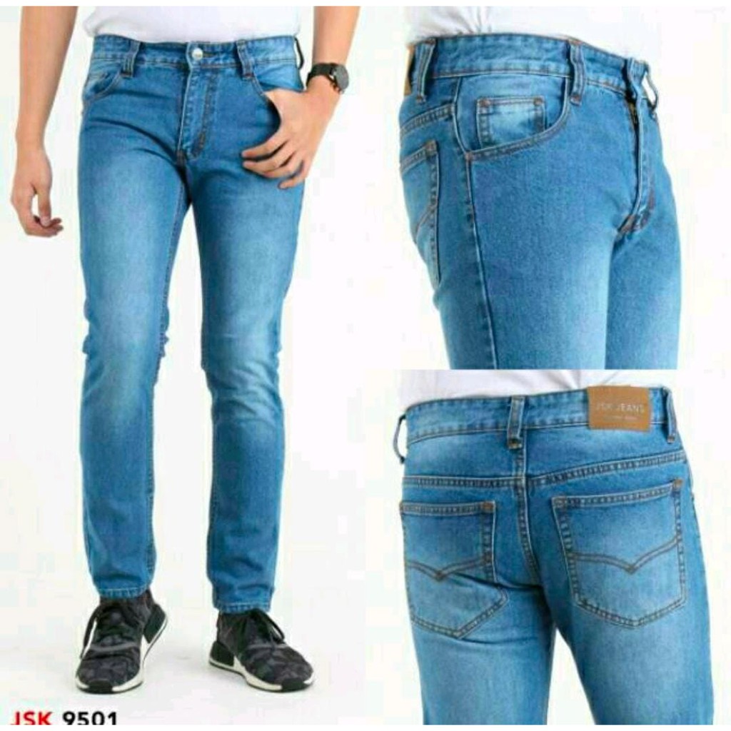 Celana Jeans Pensil Pria Jins Jean Panjang Laki Cowok Dewasa Slimfit Skinny Polos Distro Levis Lepis