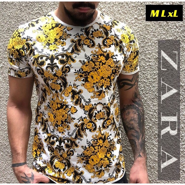 Kaos Zara Man Flowers Full Print Series import premium quality