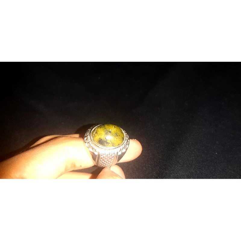 Batu Akik Badar Besi Papua asli Ring Alpaka size 7