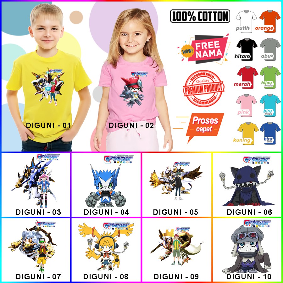 Baju Kaos ANAK DAN DEWASA DIGIMON UNIVERSE COUPLE (FREE NAMA)