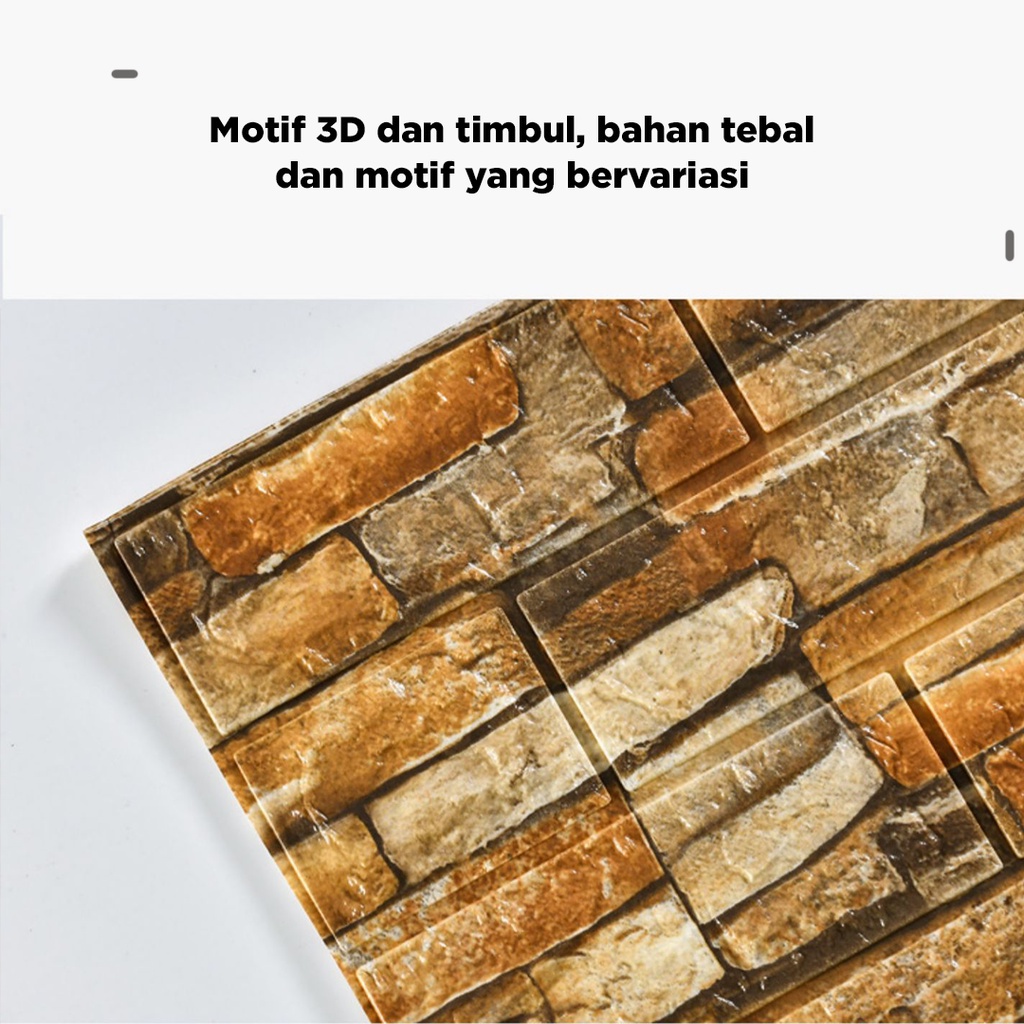 Wallpaper Dinding Foam Motif Batu Alam 3D Stiker