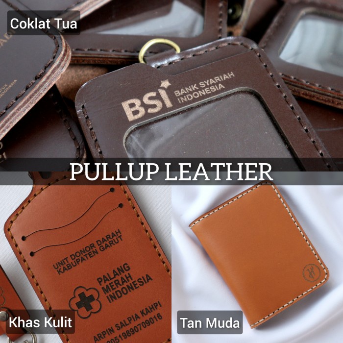 

Id Card - Custom Id Card Holder Kulit Name Tag Lipat Asli Flip Magnet Premium