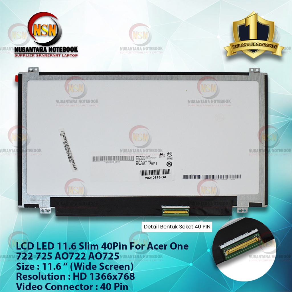 LED LCD 11.6 SLIM FOR Acer One 722 725 AO722 AO725