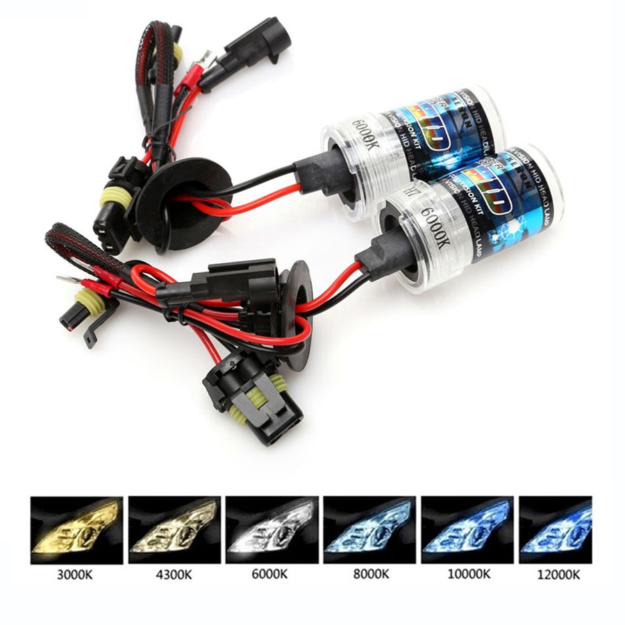 2 Pcs Lampu XENON HID 35W H1 H3 H7 H8 H9 H11 HB3 HB4 881 H10 4300K 6000K 8000K 10000K Warna Putih