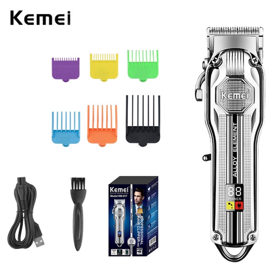 Alat Cukur Rambut Kemei KM-517 Professional Hair Clipper Electric Alloy Element LCD Display Mesin Cukuran KM 517