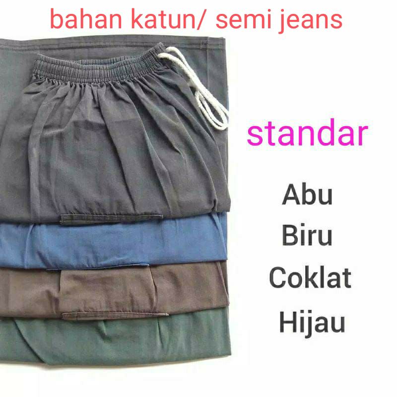 Celana Pendek Kolor Pria Jumbo Polos Bahan Semi Jeans