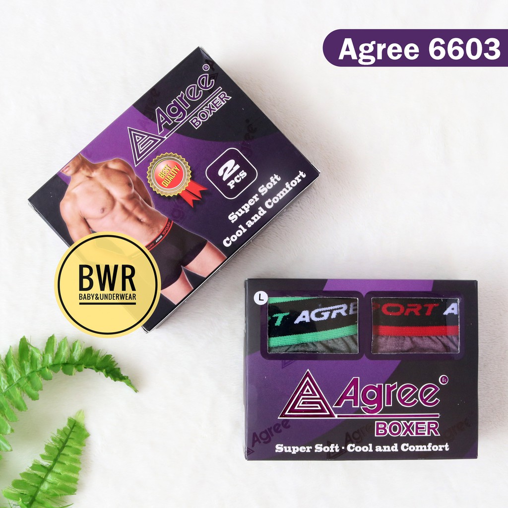 [ 2pc ] CD Boxer Pria Agree 6603 / Celana Dalam Pria Dewasa Karet Tebal | Bwr