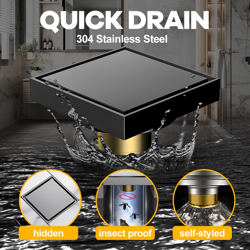 Floor Drain Stainless 304 Saringan Got Anti Banjir Dan Serangga Desain Smart Drain Tak Terlihat Filter Kamar Mandi