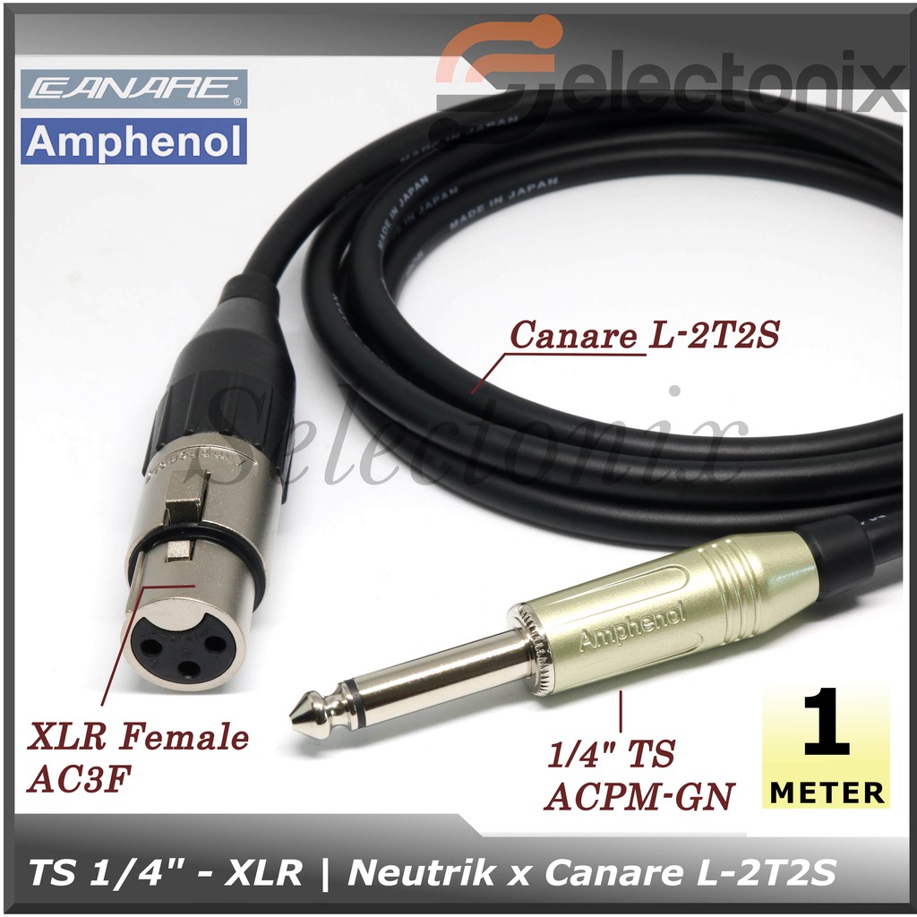 [1m] Kabel Mic 1/4 TS - XLR | Canare x Amphenol